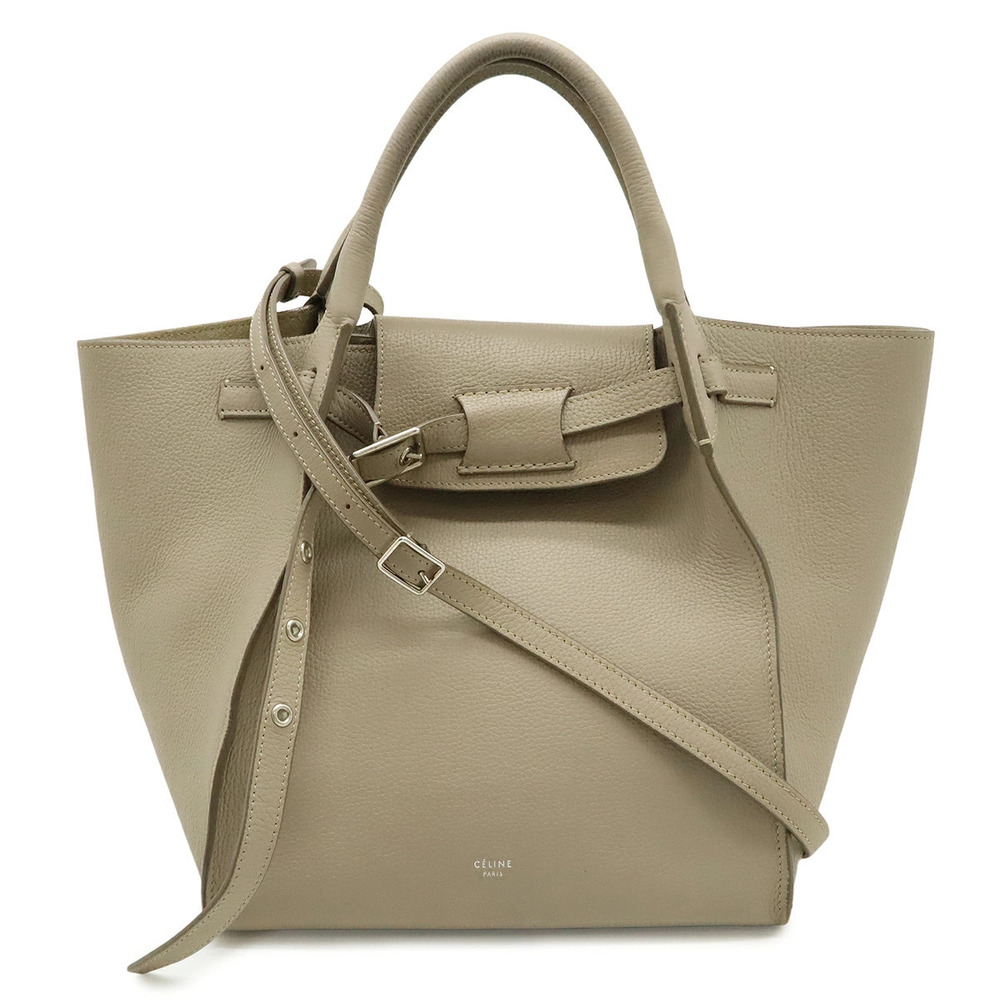 Celine Big Bag 2way Crossbody Leather Greige Gray